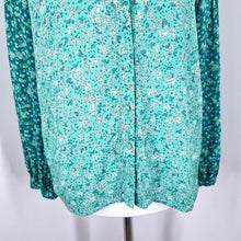 Load image into Gallery viewer, Zara Blouse Floral Ditsy Print Mint Green Boho Frilly Collar Shirt Viscose Small
