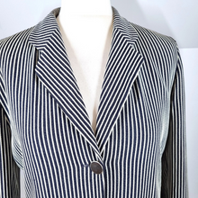 Load image into Gallery viewer, Vintage Joseph Blazer Striped Navy White Relaxed London Work Office Lined 12 14
