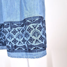 Load image into Gallery viewer, White Stuff Dress Denim Chambray Off the Shoulder Bardot Blue Embroidered 8
