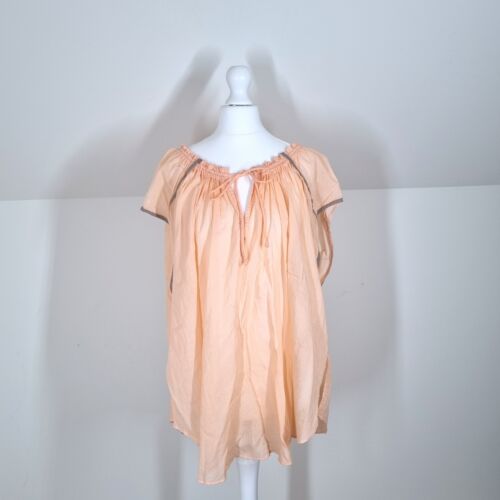 Free People Blouse Peasant Smock Oversized Peach We the Free  Top Tunic XS S M