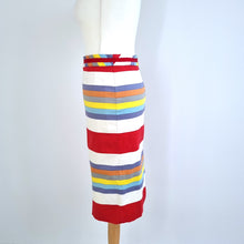 Load image into Gallery viewer, Boden Pencil Skirt Striped Multicoloured Rainbow Stretch Knee Length Cotton 10 L
