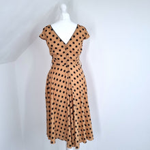 Load image into Gallery viewer, Lindy Bop Dress Retro Occasion A Line Polka Dots Tan Rockabilly 50s Wrap 8
