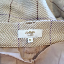 Load image into Gallery viewer, Cotton Traders Trousers Check Tailored Wool Blend Camel Beige Work High Rise 18
