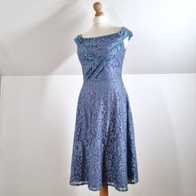 Load image into Gallery viewer, Pretty Eccentric Lace Dress Occasion Wedding Guest Off the Shoulder Blue 50s 10
