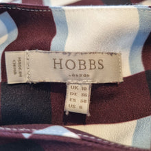 Load image into Gallery viewer, Hobbs Blouse Burgundy Boxy Check Print White Top Long Sleeves Work Smart 10
