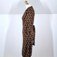 Load image into Gallery viewer, Jasper Conran Wrap Dress Brown Debenhams Print Knee Length 100% Viscose Work 10
