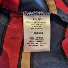 Load image into Gallery viewer, Maje Silk Dress Striped Knit Wool Blend Pockets Shift Tunic Navy Red Heloise 10
