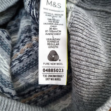 Load image into Gallery viewer, Marks &amp; Spencer Jumper Fair Isle Men&#39;s Pure New Wool Knit Nordic Grey Medium
