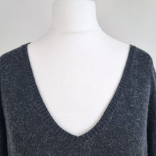 Load image into Gallery viewer, Hush Jumper Star Pattern Dark Grey Bamboo Cotton Wool V Neck Sweater Knit XS
