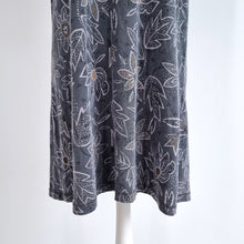 Load image into Gallery viewer, Gudrun Sjoden Dress Tunic Pockets Mini Grey Floral Print Lagenlook Cotton XL
