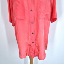 Load image into Gallery viewer, Vintage Clockhouse Silk Blouse Shirt Salmon Pink 80s C&amp;A Short Sleeves One Size
