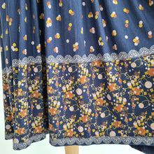 Load image into Gallery viewer, Manoush Dress A Line Wool Blend Smock Navy 3/4 Sleeves Boho Stretch Knee 14
