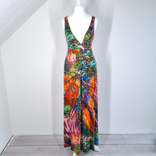 Load image into Gallery viewer, Vintage Miss Sixty Dress Maxi Y2K Multicoloured Jersey Party Occasion V Neck XS
