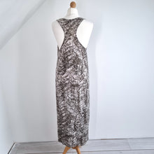 Load image into Gallery viewer, Religion Tank Dress Midi Maxi Jersey 100% Cotton Racerback Grey Patterned S 10
