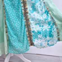 Load image into Gallery viewer, M&amp;S Per Una Skirt Midi Maxi  Panelled Patchwork A Line Blue Green Lace Up 16 R
