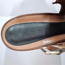 Load image into Gallery viewer, Marni Sandals Shoes Cloggs Real Leather Wooden Heels Brown Platform EU 40 UK 7
