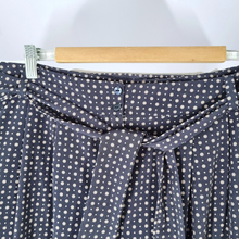 Load image into Gallery viewer, M&amp;S Trousers Pyjama High Waisted Belted Pockets Navy Print Work Tapered 14 Short
