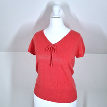 Load image into Gallery viewer, Marks &amp; Spencer 100% Cashmere Jumper Short Sleeves Coral Blouse Top V Neck 10
