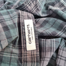 Load image into Gallery viewer, Carhartt Men&#39;s Check Shirt Slim Fit Plaid Dennis Grey Green 100% Cotton XL
