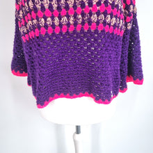 Load image into Gallery viewer, Handmade Crochet Jumper Purple Pink Oversized Chunky Knit Granny 3/4 Sleeve XXL
