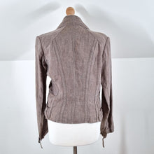 Load image into Gallery viewer, Stills 100% Linen Jacket Blazer Light Brown Lagenlook Pockets Work Lightweight 8
