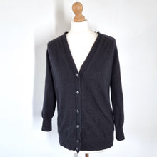 Load image into Gallery viewer, Hush 100% Cashmere Cardigan Black V Neck Button Down Grandad Jumper Knit XS
