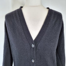 Load image into Gallery viewer, Hush 100% Cashmere Cardigan Black V Neck Button Down Grandad Jumper Knit XS
