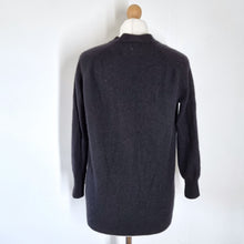 Load image into Gallery viewer, Hush 100% Cashmere Cardigan Black V Neck Button Down Grandad Jumper Knit XS
