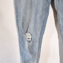 Load image into Gallery viewer, Zara Ripped Distressed Skinny Jeans Paint Splattered Light Blue Wash Ankle Mid Rise 14
