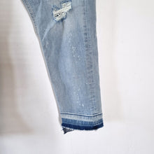 Load image into Gallery viewer, Zara Ripped Distressed Skinny Jeans Paint Splattered Light Blue Wash Ankle Mid Rise 14
