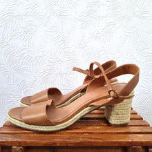 Load image into Gallery viewer, Next Real Leather Sandals Tan Strappy Espadrille Jute Heels Summer Shoes UK 6.5 EU 40
