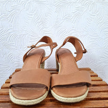 Load image into Gallery viewer, Next Real Leather Sandals Tan Strappy Espadrille Jute Heels Summer Shoes UK 6.5 EU 40
