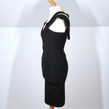 Load image into Gallery viewer, Karen Millen Bandage Dress Bodycon Black Stretch Party Cocktail Knee Length 10
