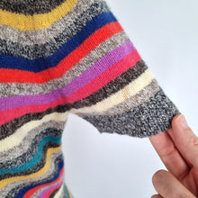 Load image into Gallery viewer, GAP Jumper Dress 100% Lambswool Striped Multicoloured Short Sleeves Knit Large
