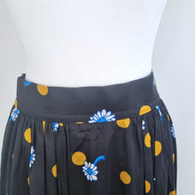 Load image into Gallery viewer, Vintage 70s Maxi Skirt Renjoy London Black Floral Pleated A Line Lined Retro 8
