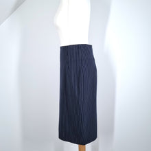 Load image into Gallery viewer, Baum Und Pferdgarten Pencil Skirt Navy Blue Pinstriped Stripes Work Lined 12
