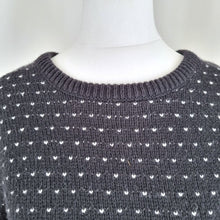 Load image into Gallery viewer, &amp; Other Stories Jumper Chunky Knit Wool Cotton Black Swiss Dot Hearts Small
