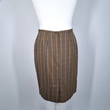 Load image into Gallery viewer, Vintage St Michael Skirt Deadstock Check Pure Wool Pencil Brown 90s 18 Fit 14
