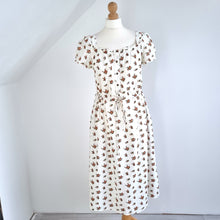 Load image into Gallery viewer, M&amp;S Dress Midi Pockets Floral Milkmaid Sweetheart Ivory 100% Cotton A Line 12
