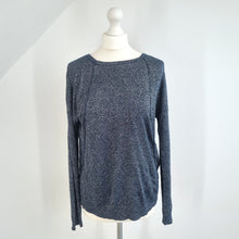 Load image into Gallery viewer, Whistles Lurex Top Blue Lightweight Jumper Blouse Metallic Sparkly Navy Medium
