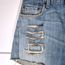 Load image into Gallery viewer, Vintage Levi&#39;s Shorts Denim Cut Offs Ripped Distressed Button Fly Blue 10 12
