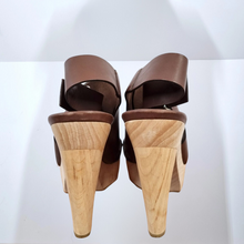 Load image into Gallery viewer, Marni Sandals Shoes Cloggs Real Leather Wooden Heels Brown Platform EU 40 UK 7
