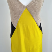 Load image into Gallery viewer, Zara Slip Dress Midi Yellow Colourblock Strappy Party Evening Deep V Neck Small
