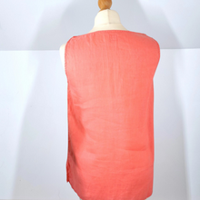 Load image into Gallery viewer, 120% Lino Cami Top 100% Linen Vest Coral Frill Ruffle Sleeveless Blouse 10
