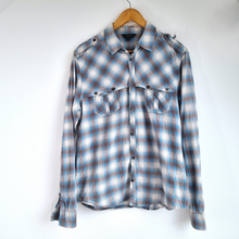 Load image into Gallery viewer, All Saints Men&#39;s Shirt Checked Plaid Y2K Military Army Blue Grey Casual Medium
