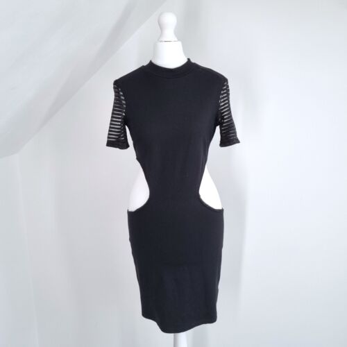 Guess Bodycon Cutout Dress Black Stretch Pencil Jersey Party Clubbing Small 4