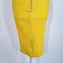 Load image into Gallery viewer, Myleene Klass Sequin Dress Yellow Pencil Party Cocktail Occasion Wedding Guest 8
