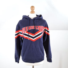 Load image into Gallery viewer, Sandro Paris Hoodie Varsity Sweatshirt Embroidered Please Love Navy Preppy 6 8
