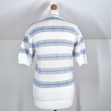 Load image into Gallery viewer, Vintage Jumper Fair Isle Skylar Striped Short Sleeves Knit Blouse Pastel M L
