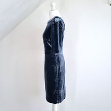 Load image into Gallery viewer, Boden Velvet Dress Blue Shift Occasion Silk Blend Christmas Lined Boat Neck 8 R
